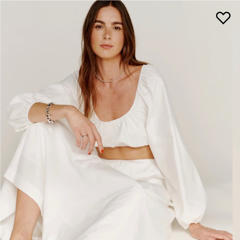 NWOT Reformation Yuli white long sleeve crop top